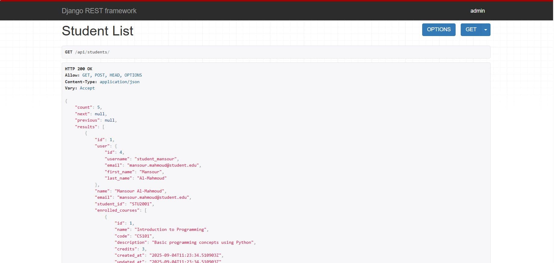 Class Management System API